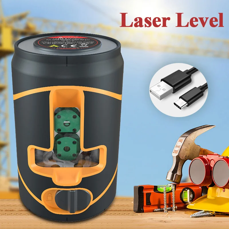 2 Lines Laser Level Portable Self-Leveling Vertical Line Meter Measuring Instrument Green Red Light Projector with Magnetic Base