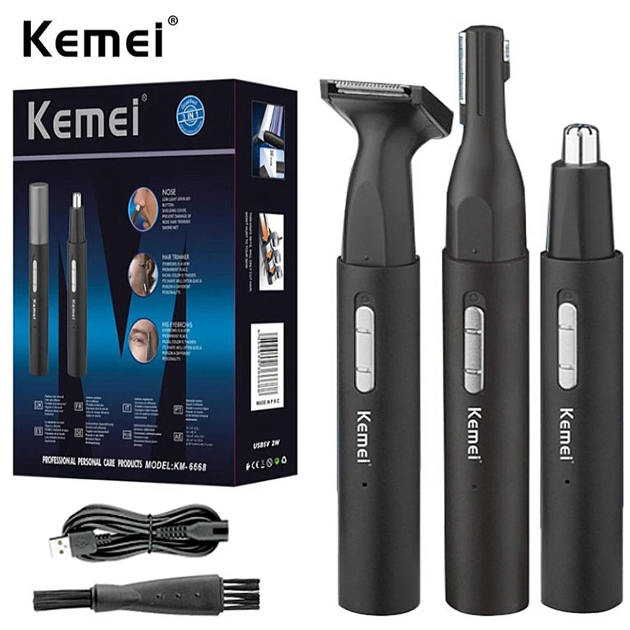 

Kemei 6668 All In One Pen Nose Hair Trimmer For Men Women Electric Beard Trimmer Facial Body Eyebrow Ear Neckline Bikini Lines