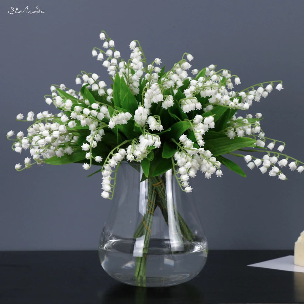 SunMade Campanula White Bellflower Artificial Plastic Flowers Home Decor Flores Artificales Garden Decoration Wedding Bouquet