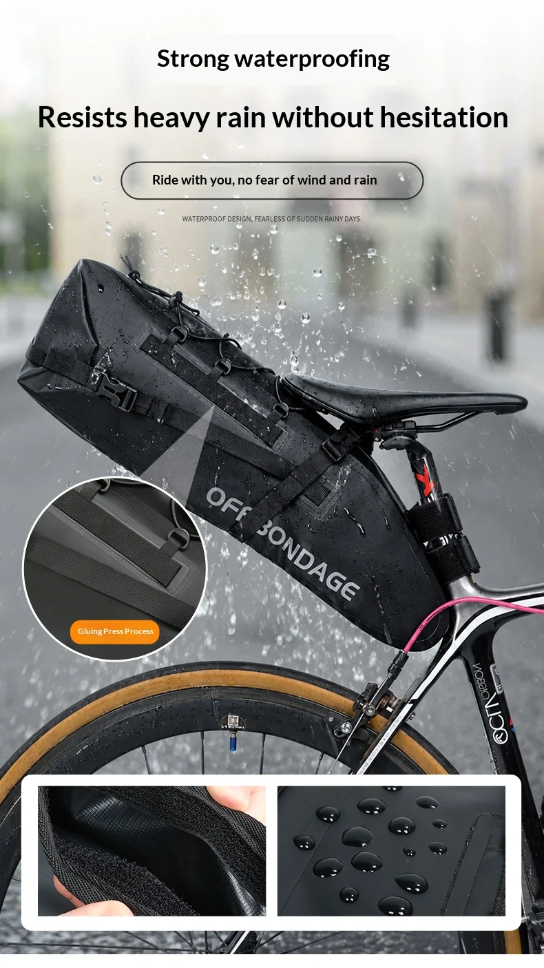 OFFBONDAGE 20L Wasserdichte Fahrradtasche Große Kapazität Fahrrad-Satteltasche Radsport-Hecktasche MTB Faltbare Gepäcktasche Rennrad-Tasche – Detail 5