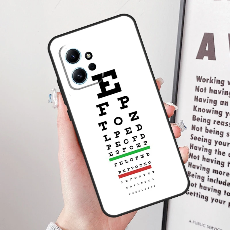 Vision Test Chart Funda For Xiaomi Redmi 12C 9A 9C 9T 10A 10C Redmi Note 10 8 9 11 12 Pro 9S 10S 11S 12S Case