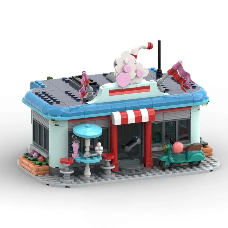 810 pçs moc milkshake bar cityed modelo blocos de construção construção diy brinquedo idéia educação tijolo crianças presentes natal aniversário