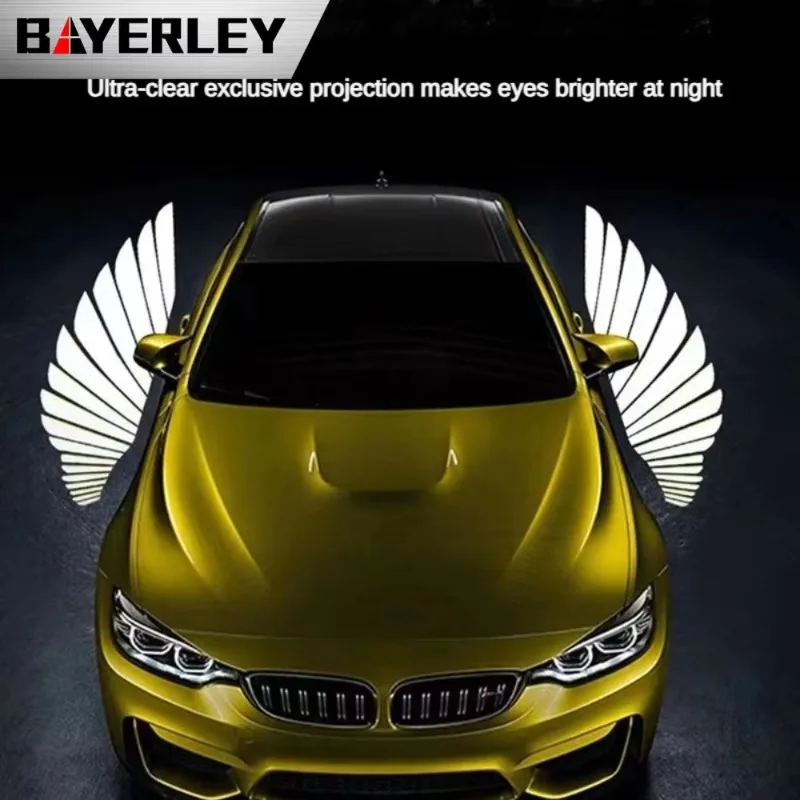 Car Modified LED Side Rearview Mirror Welcome Lights Angel Wing Dynamic Projection Projection Lamp Decoration Auto Accessories