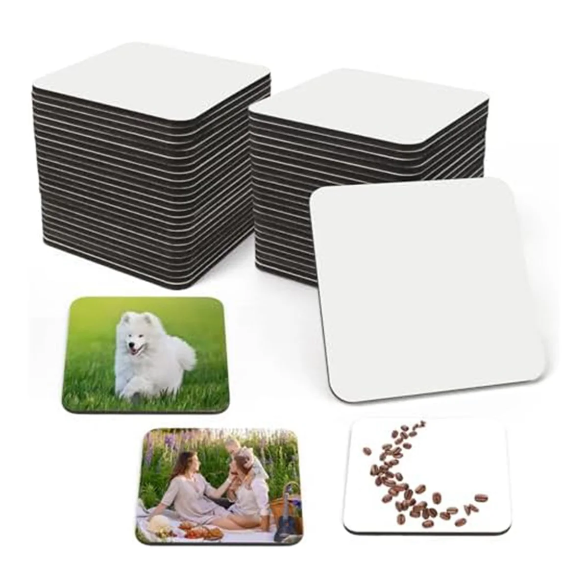 24 PCS Sublimation Coasters Blank MDF Cork Backed Heat Transfer Coasters for DIY Painting Art Crafts, 3.9 x 3.9 Inches