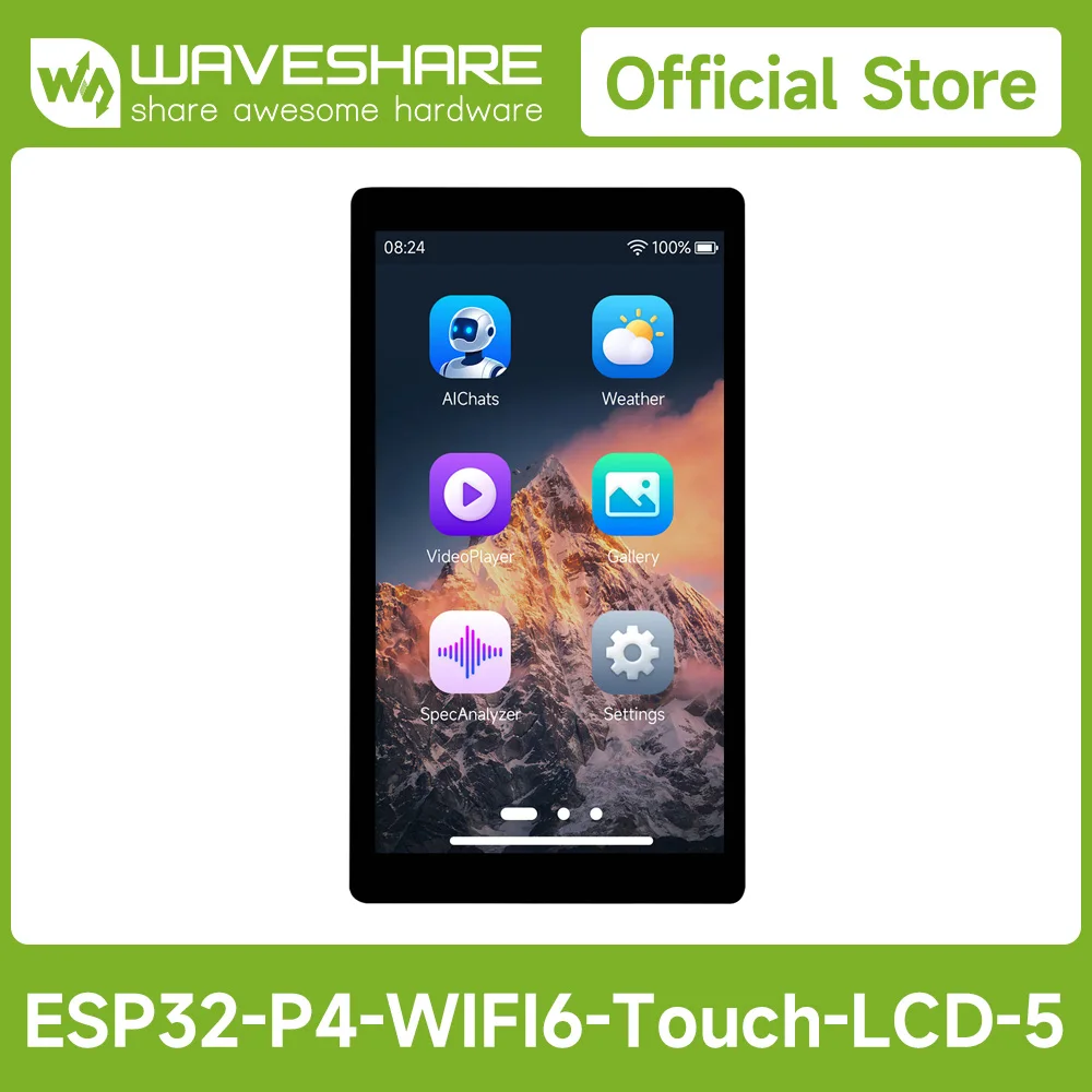 carte-de-developpement-waveshare-esp32-p4-wifi6-5-pouces-avec-module-d'entree-sortie-audio-integre-pour-l'interaction-ia-et-le-controle-vocal