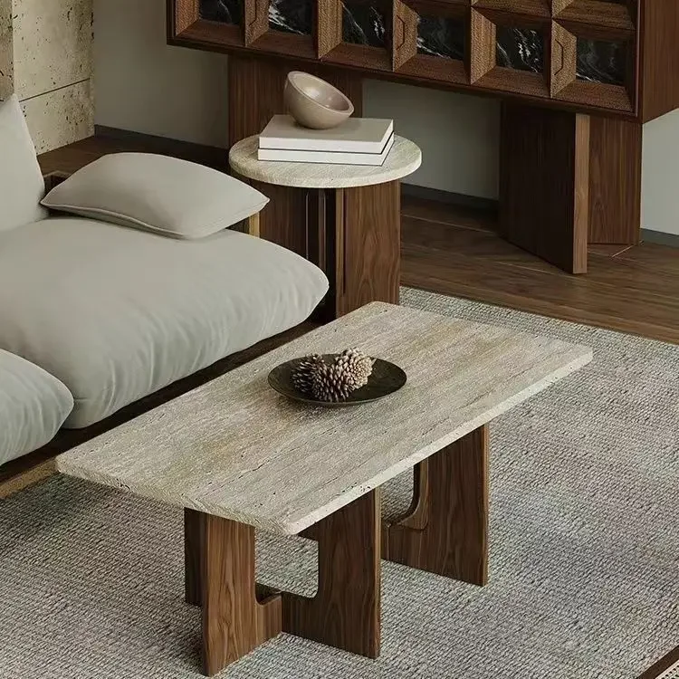 Moderno, simples, casa, mesa de chá, cama e café da manhã, lazer, mesa de chá, sala de estar, varanda, mesa lateral pequena