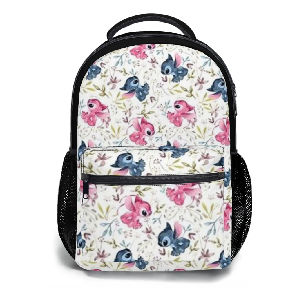 New Fashionable  Stitch-and-Angel Backpack Bag Large Capacity Trendy Book Bag Multi-pockets Adjustable 17inch