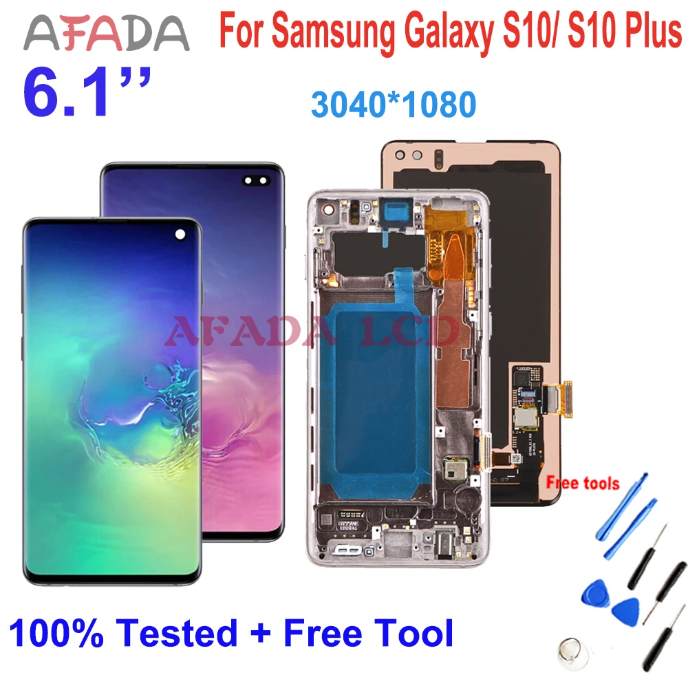 6.1 ''dla Samsung Galaxy S10 S10 Plus LCD ekran dotykowy wymiana Digitizer zgromadzenie 3040*1080 rozdzielczość