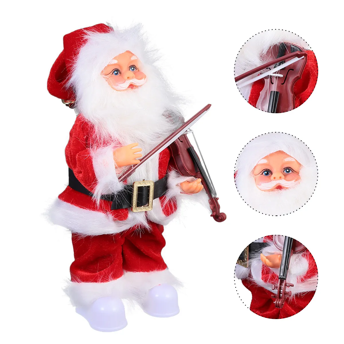 

Electric Music Santa Realistic Christmas Ornament Kids Holiday Tabletop Decoration Santa Claus Decor Festive Gift