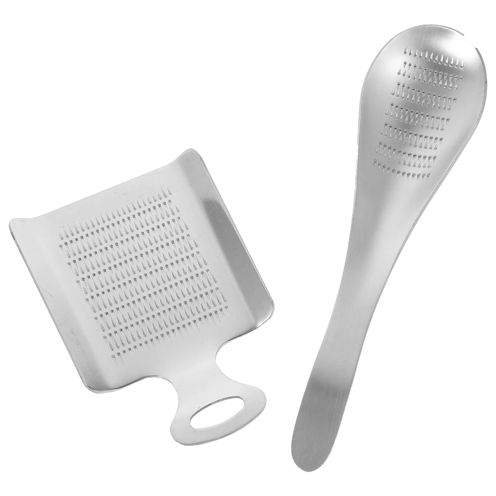 2 Pcs Stainless Steel Grinder Shaped Cheese Graters Manual Garlic Ginger Vegetable Spoon Baby