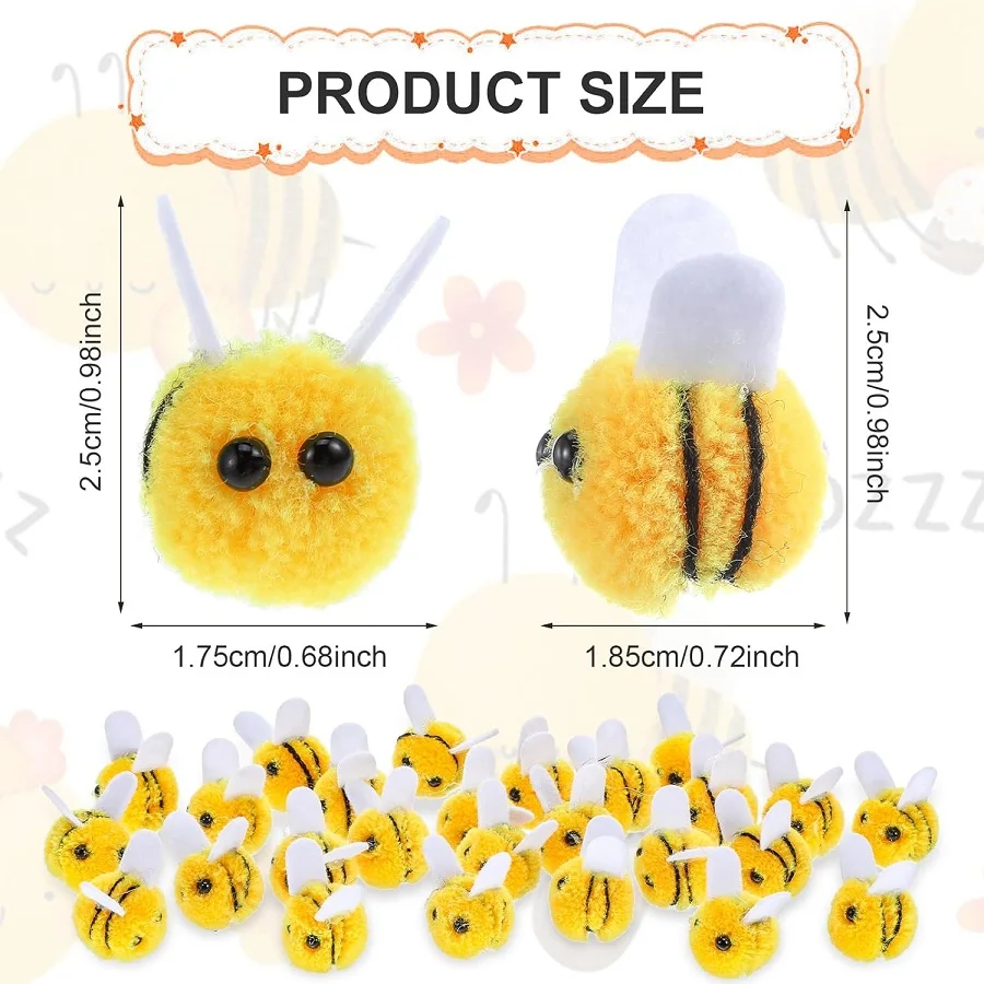Felt Bee Pompom Decoration for Crafts Home Decor Wool Bee Child Headdress Wedding Figurines DIY Craft Decorations Party Supplies