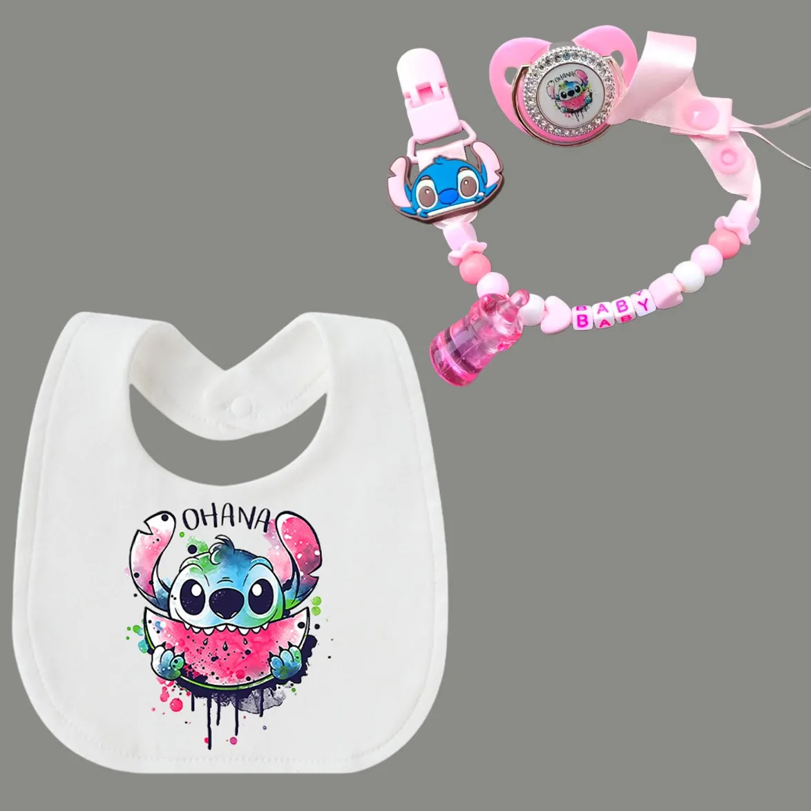 

Набор для кормления новорожденных: милый держатель для соски, цепочка-клипса для малышей, нагрудник для новорожденных с прорезывателем, очаровательные узоры.