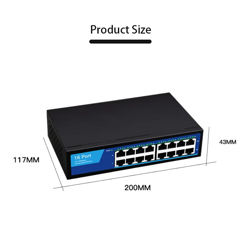 Adaptadores multifunción de alta velocidad para juegos, divisor de Internet, Plug and Play, 16 puertos, 100M, conmutador Ethernet, RJ45 HUB