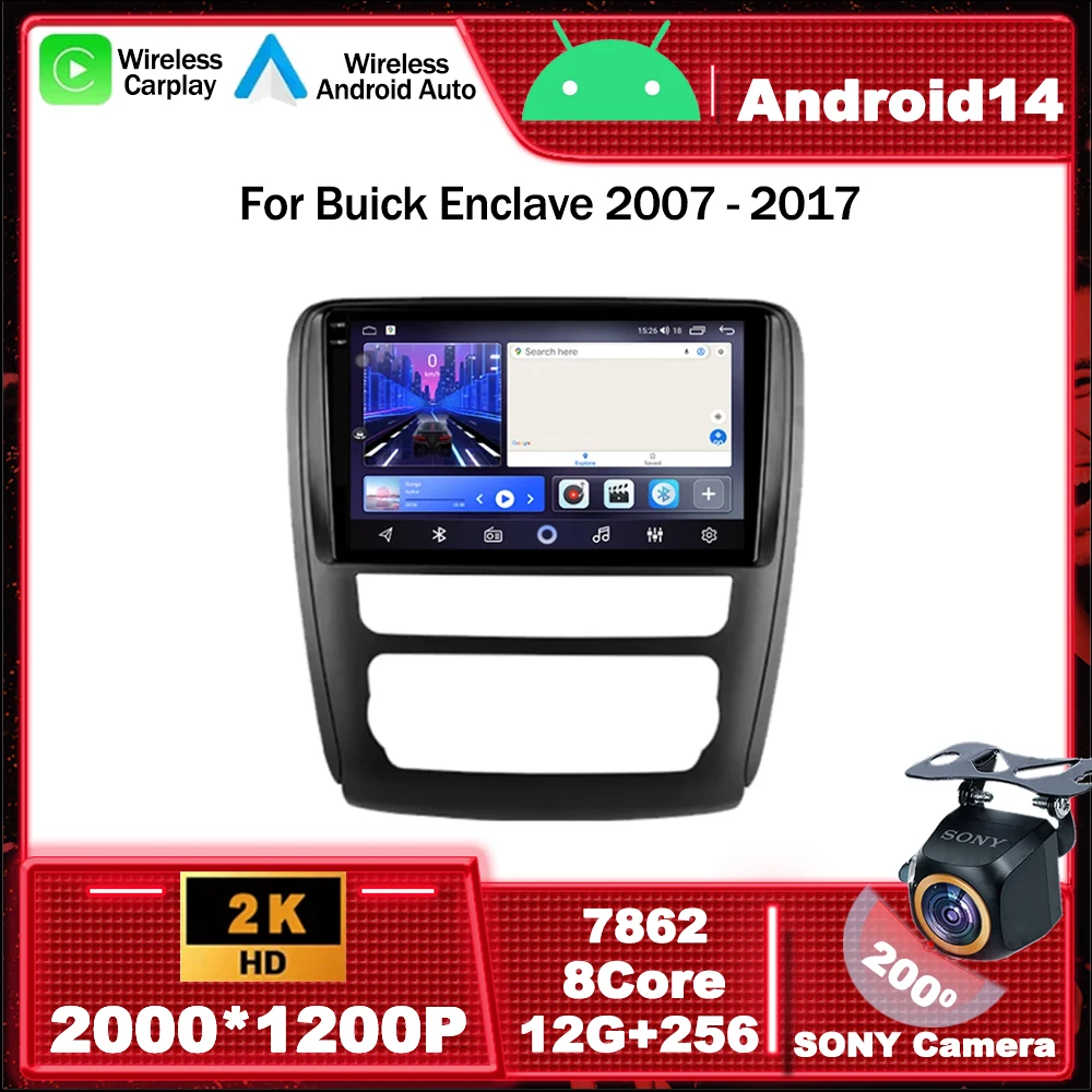 

Android 14 Car Radio Multimedia Video Player Navigation GPS For Buick Enclave 2007 - 2017 Carplay DSP BT QLED Touch Screen WIFI