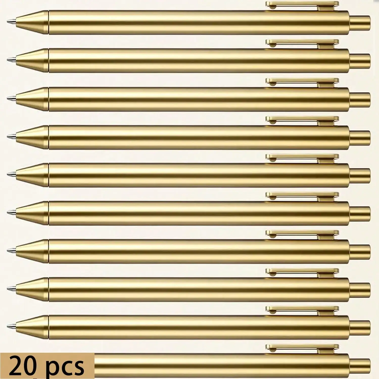 

Luxury Gold Retractable Pens – 20pcs, 1.0mm Medium Tip Black Ink for Weddings, Office & School