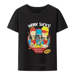 Men Funny T Shirt Women Cool Tshirt Beavis  Butthead Work Sucks Fashiont  funny t-shirt men teeshirt