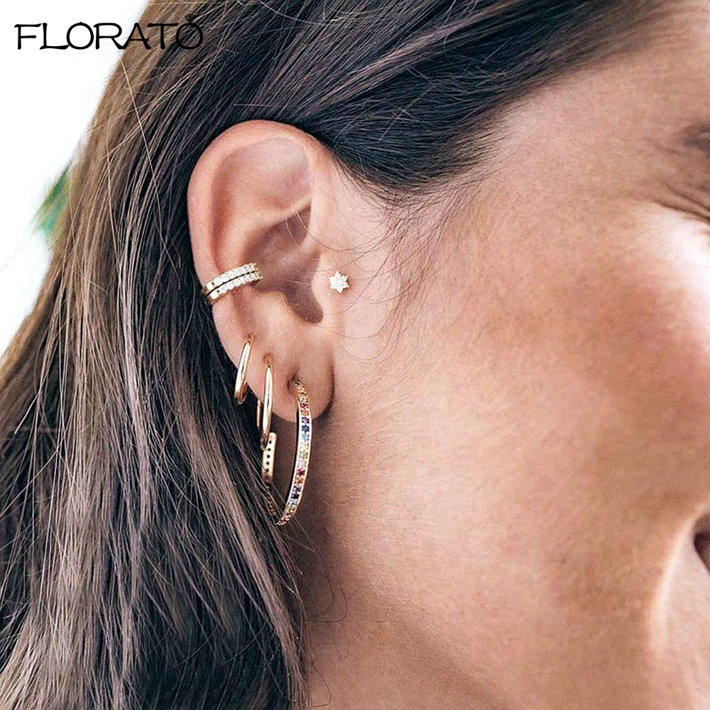 Big C Stud Earrings 925 Sterling Silver Ear Needle Earrings for Women Minimalist Colorful Crystal Earrings Fashion Jewelry Gifts