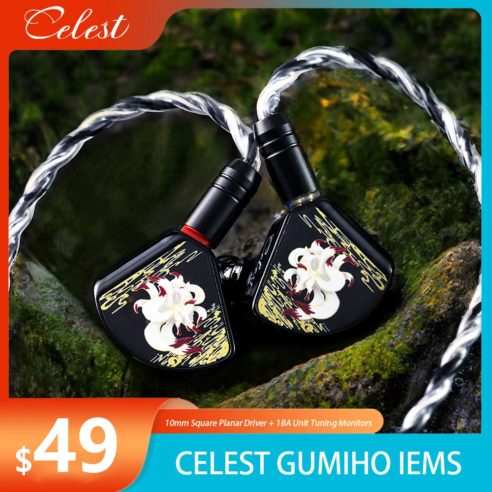 

Celest Gumiho Wired Best Hifi In Ear IEMs Earphones 10mm Square Planar Driver + 1BA Unit Tuning Monitors with Detachable Cable