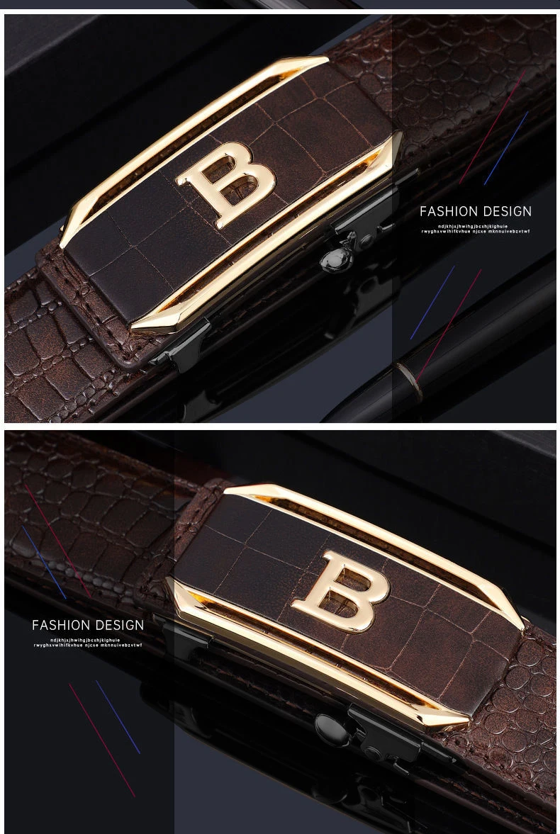 Herrengürtel, automatischer Schnallengürtel, hochwertiger, trendiger Gürtel mit Krokodilmuster, modischer Jeansriemen, Herrenaccessoires – Detail 5