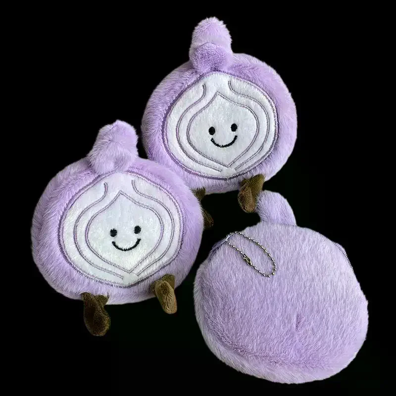 Cute Plush Onion Coin Purse Pendant Keychain Kawaii Cartoon Creative Simulation Onion Miscellaneous Storage Bag Charms Wallet