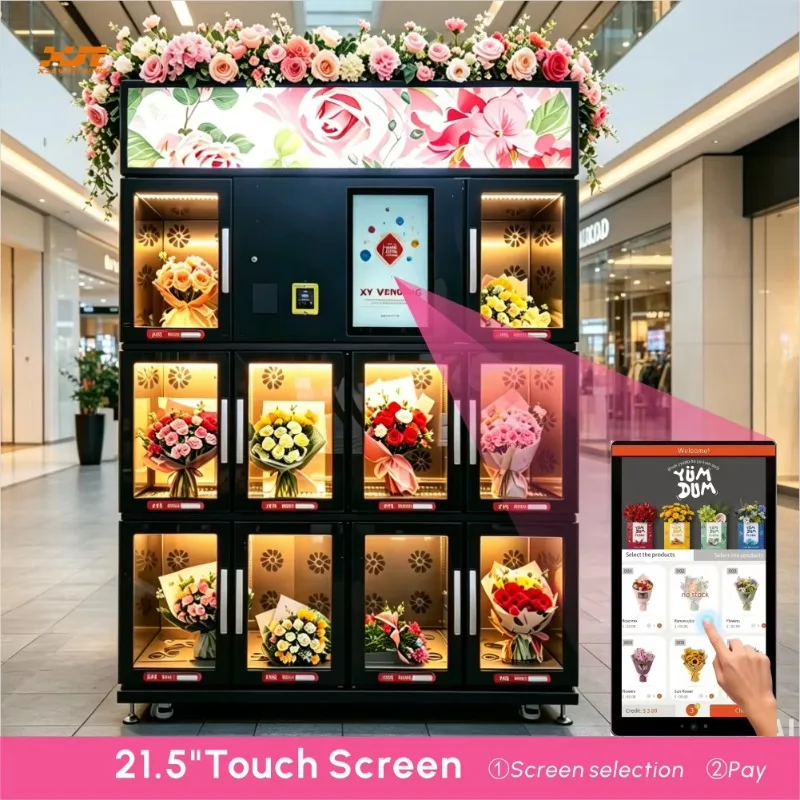 Large Capacity Flower Vending Machine 21.5-inch Touch Screen Flower Vending Machine Refrigeration Function To Keep Flowers Fresh