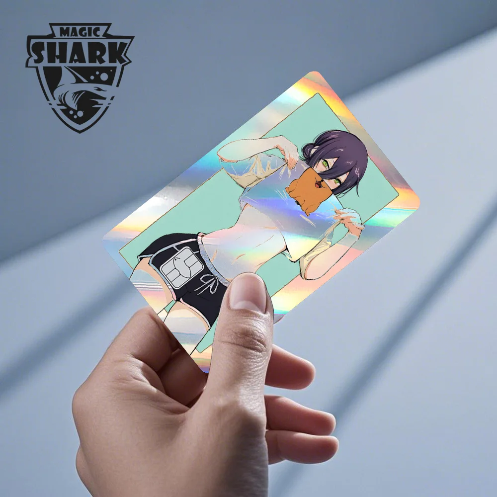 100% nuevo tiburón mágico Reze Pretty Girl holográfico brillante piel láser crédito banco de débito película cubierta pegatina de piel