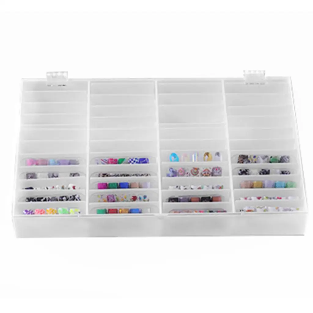 Adjustable Acrylic Nail Tips Display Organizer False Nails Storage Rack with Clear Dustproof Lid for Professional Nail Decor