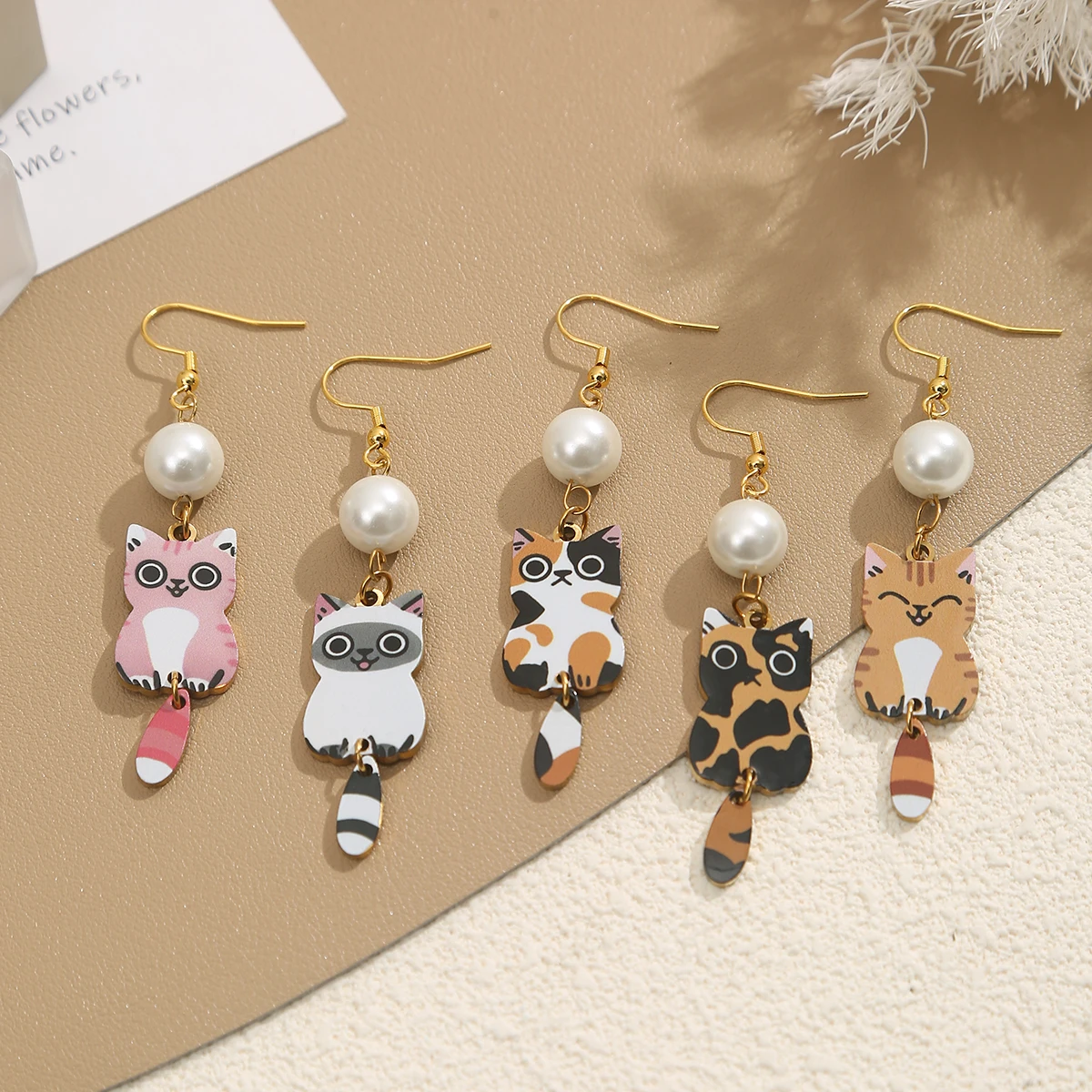 

SOVOB Cartoon kitten Charm Earrings For Women Fashion Earrings 18K Gold-plated Women's Stainless Steel Valentines Jewelry Choice