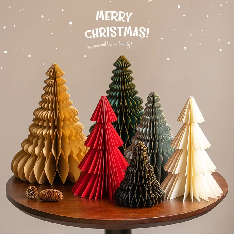 Christmas Honeycomb Decoration Christmas Tree Ornament Desk Accessorie Room Desktop Decor Favors Navidad Gifts New Year