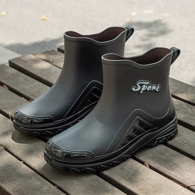 

Mens Deck Boots Fishing Booties Rubber Waterproof Ankle Rain Boots Chelsea Boots for Garden Fishing Boating Camping Sailing