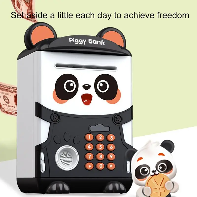 Panda Safe Box Fingerprint Piggy Mini Bank Cash Saving Bank Christmas Gift For Kids ATM Password Panda Money Box Fingerprint