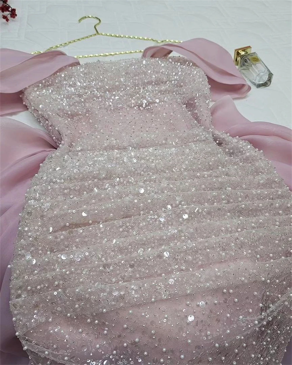 Vestido Midi de Organza con lazo para cumpleaños, traje de noche con hombros descubiertos, a medida, Arabia Saudita