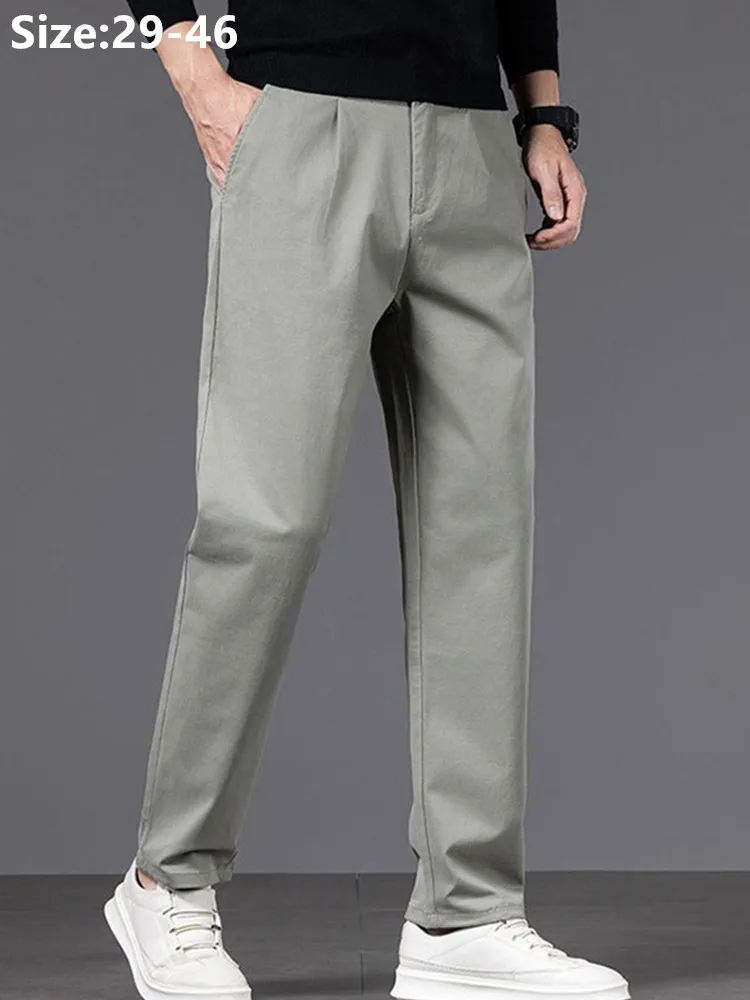 

Men Extra Large Casual Pants Big Tall Stretch Loose Chinos Elastic Waist Slacks Plus Size 42 44 46 Autumn Daily Cotton Trousers