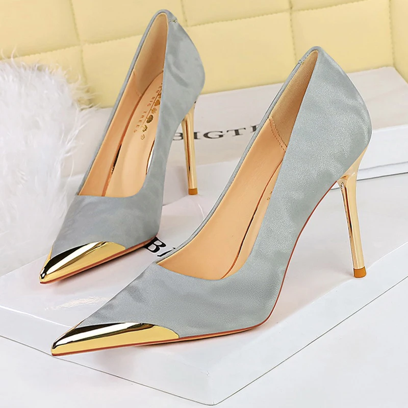 

BIGTREE Shoes Metal pointed tip Women Pumps Stilettos Heels 10 cm Luxury High Heels Luxury banquet shoes Sexy party shoes 2026