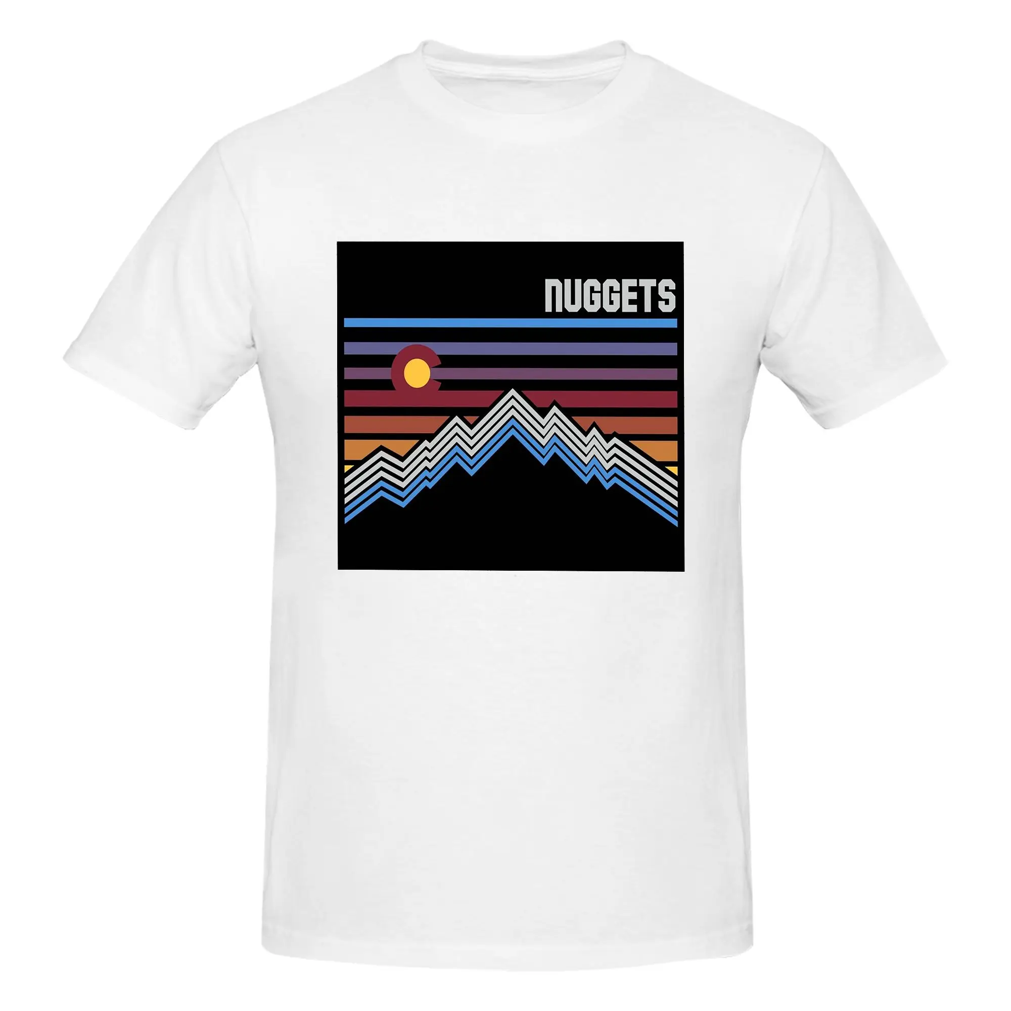 Denver Nuggets Men T-Shirt Double Sided Plus Size T Shirts Men's Crew Neck Cotton Tees Short Summer Male
