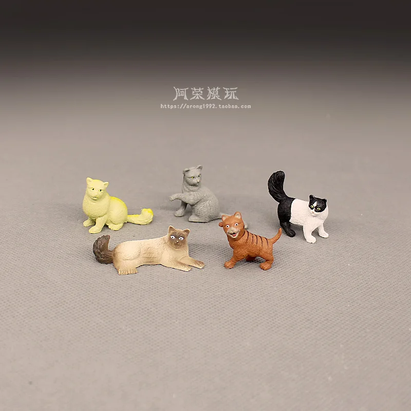 Leuke Miniatuur Boerderij Diermodel Liggende Kat Actiefiguren Auto-interieur Desktop Miniatuur Ornament Accessoires Cartoon Speelgoed