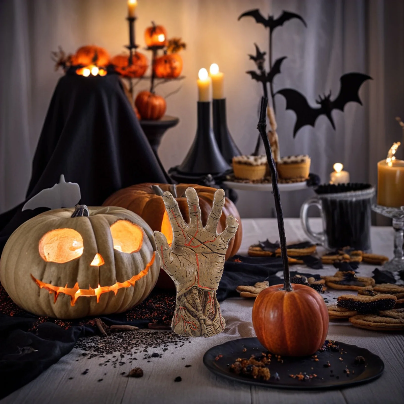 

Hand Shape Jewelry Holder Spooky Resin Decor For Keys Necklace Ring Storage Halloween Home Display Stand Organizer