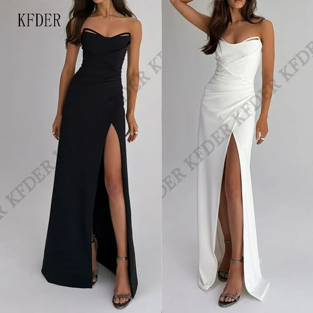 Simple A Line Black White Wedding Party Dress Sleeveless Stain Evening Gowns 2026 Vestido De Novia Floor-Length Customized