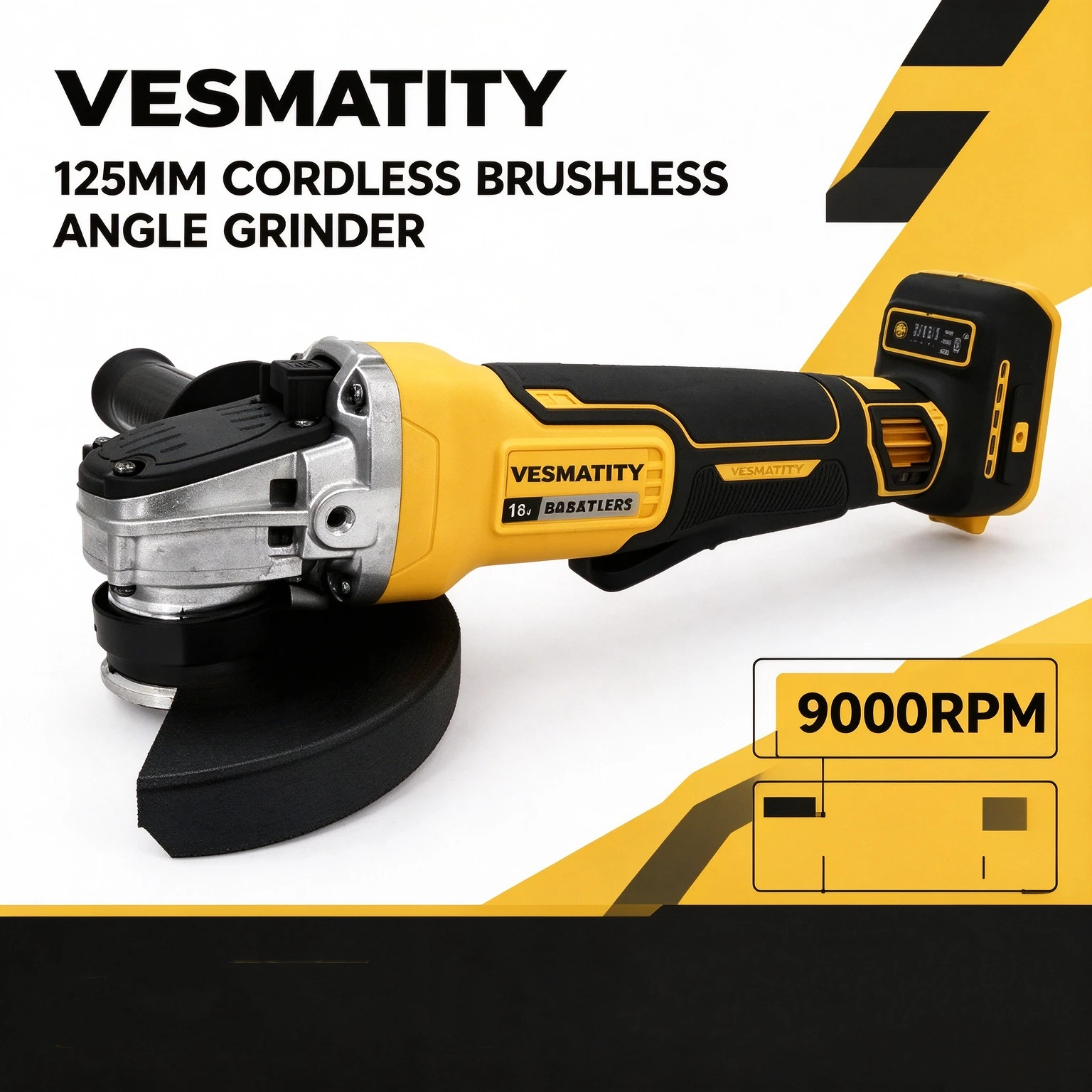 DCG406 125MM Cordless Brushless Angle Grinder 9000RPM Cutting Polishing Machine, Bare Tool No Battery For 18V Lithium Battery