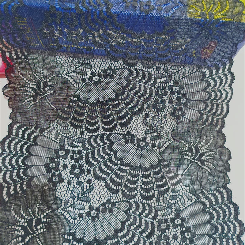 2023 22CM Black Wide Elastic Mesh Lace Embroidery Knitted Fabric For Dress Sewing Accessories Used On Dress And Clothes