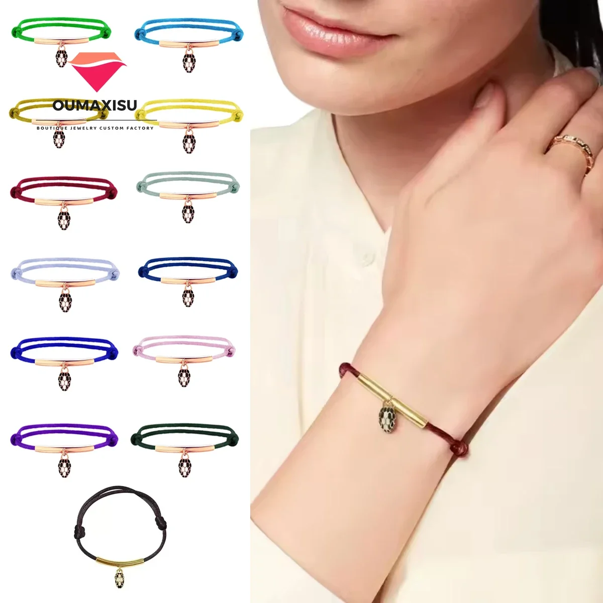 

Vintage Elegant S925 Hand Rope Enamel Snakehead Bracelet Classic Fashion Workplace Versatile Jewelry - Anniversary Gift