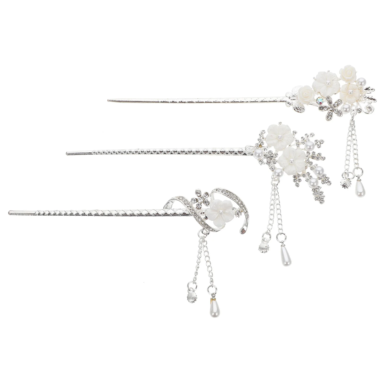 

Vintage Hairpin Headdress Stick Tassel Hairpins Silver Zinc Alloy Sticks Tassels