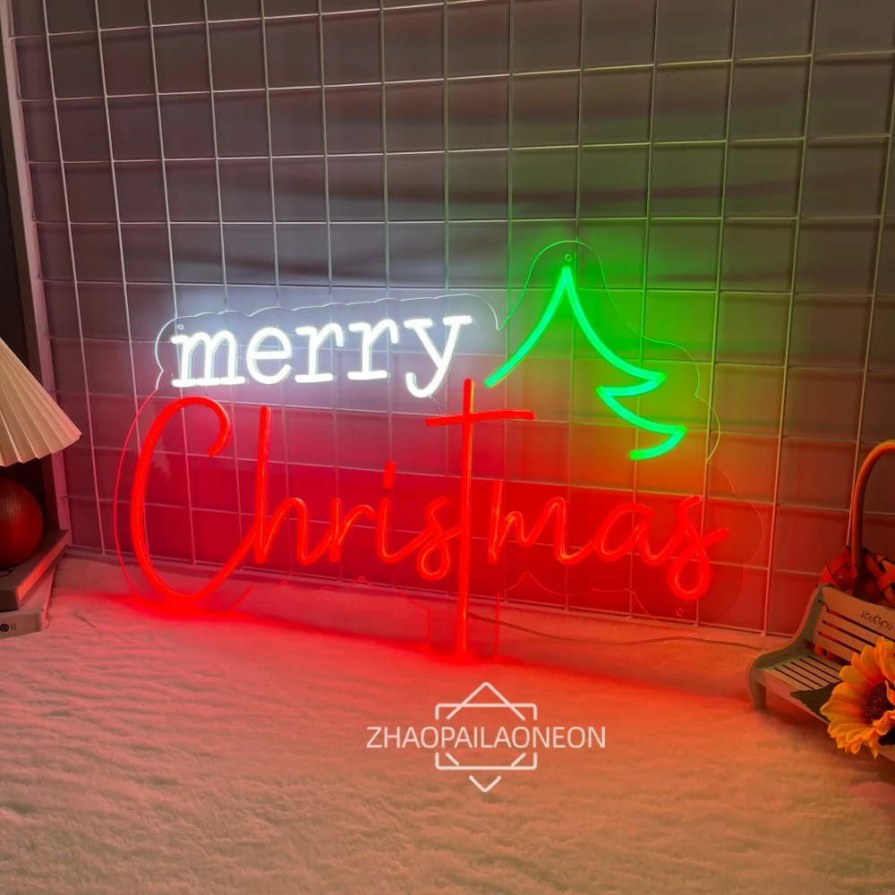 Merry Christmas Neon Sign Led Lighting Christmas Tree Neon Led Sign Christmas Gifts Shop Home Bar Party Christmas Decor USB Led