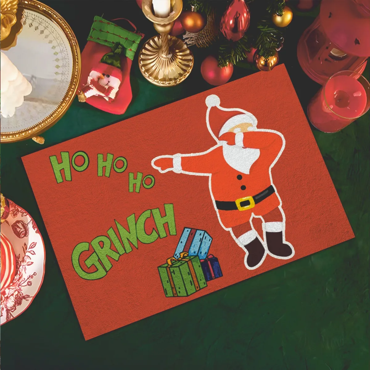 عيد الميلاد أوه غرينش السجادة الحمراء حفلة غرفة المعيشة أريكة غرفة نوم السرير دراسة مدخل الباب البساط عدم الانزلاق الكرتون ديكور المنزل حصيرة #3