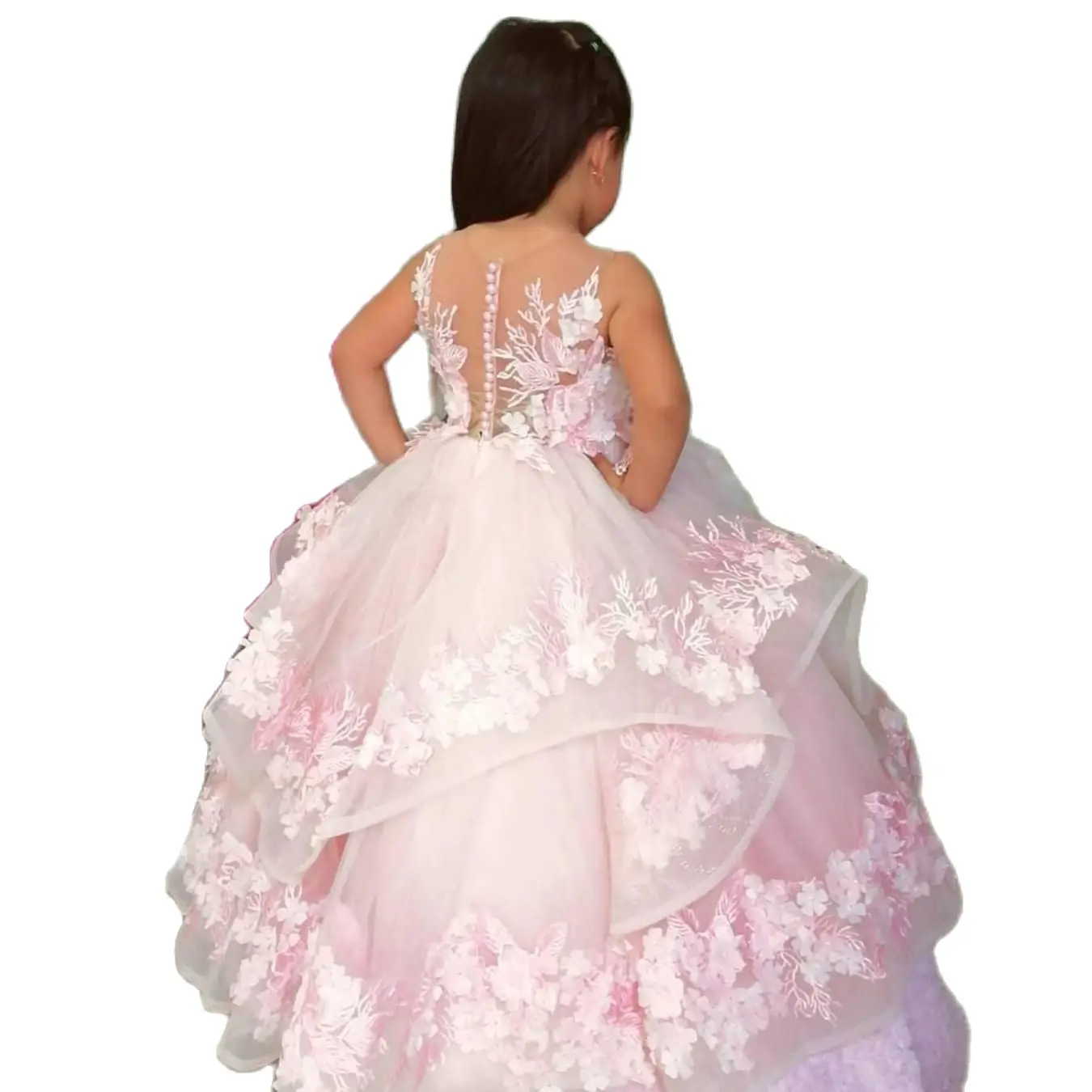 Puffy Flower Girl Dresses Off The Shoulder Princess Dress Tulle Puffy First Communion Dress Cute Kids Dress