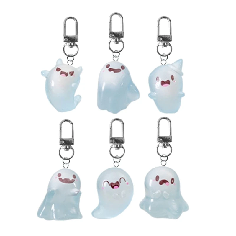 Set of 6 Glowing In The Dark Specter Keychain Halloween Themed Keyring Stylish Bag Pendant Accessory for Everyday Use