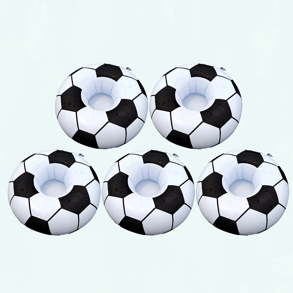 

5pcs Inflatable Loevely Football Coasters Drink Cup Holder Beach Backdrop Party Favors Decoration