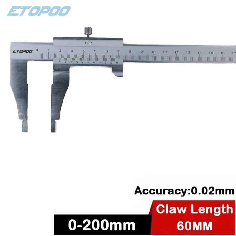 0-200mm x 60mm long jaw Heavy Duty Vernier Caliper with nib jaw High quality measuring tools