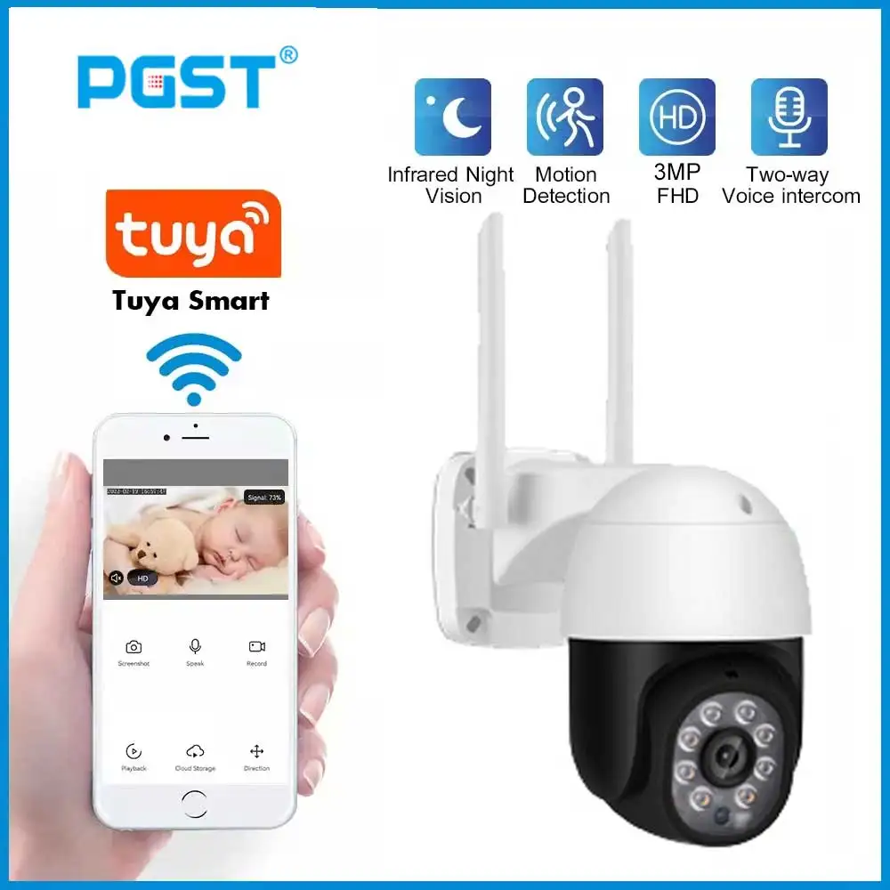 Tuya 3MP PTZ Wifi Camera Outdoor Video Surveillance Cameras With Wifi Security IP Camera For Smart Home