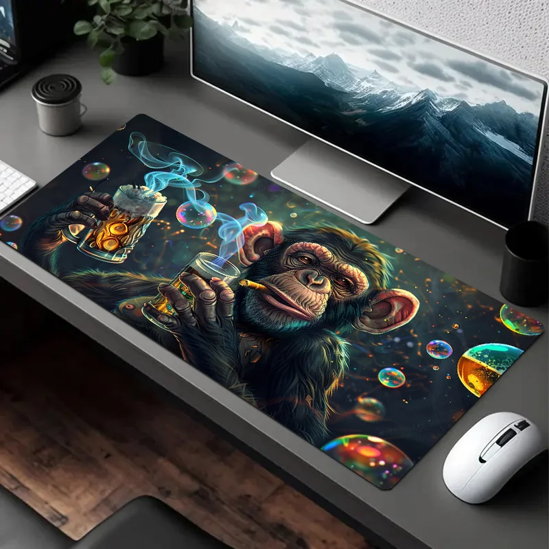 초대형 고릴라 패턴 마우스 패드, 고무 미끄럼 방지 컴퓨터, 노트북 데스크탑 패드, 두꺼운 키보드, PC 액세서리, 잠금 가장자리